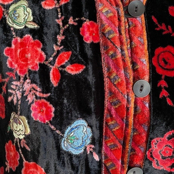 Vintage embroidered velvet floral boho jacket cottagecore size L - Picture 5 of 9